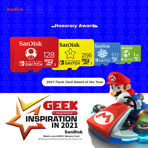Карта пам'яті SanDisk microSD 128 ГБ U3 4K для Nintendo Switch, швидкість читання 100 МБ/с, дизайн Mario Kart - Фото 6 Карта пам'яті SanDisk microSD 128 ГБ U3 4K для Nintendo Switch, швидкість читання 100 МБ/с, дизайн Mario Kart - зображення 6
