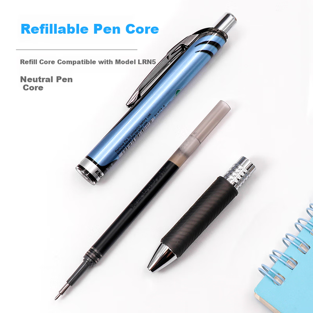 Ручки гелеві Pentel BLN75 0.5 мм з висувним стрижнем, сині, швидковисихаючі, 6 шт - Фото 8 Ручки гелеві Pentel BLN75 0.5 мм з висувним стрижнем, сині, швидковисихаючі, 6 шт - зображення 8