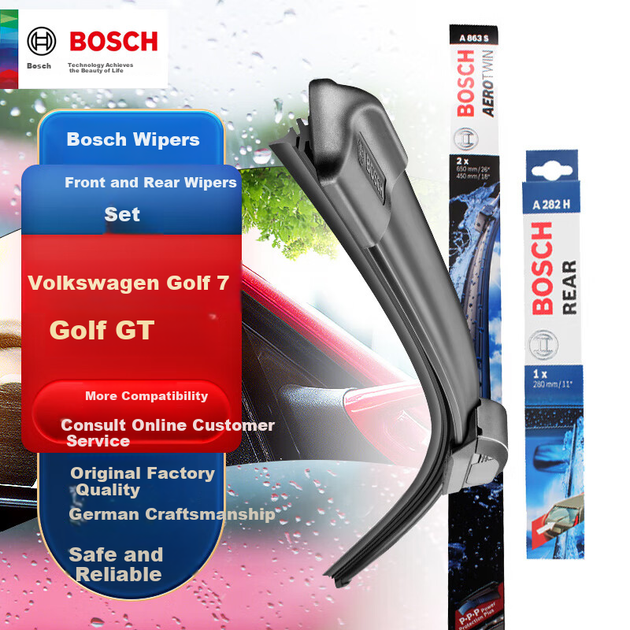 Комплект щеток стеклоочистителя BOSCH для переднего и заднего стекол, для Volkswagen Golf 7 и Golf GT - изображение 4
