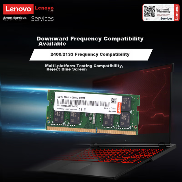 Оперативна пам'ять Lenovo SODIMM DDR4-2666 16384MB PC4-21300, для ноутбука - Фото 3 Оперативна пам'ять Lenovo SODIMM DDR4-2666 16384MB PC4-21300, для ноутбука - зображення 3