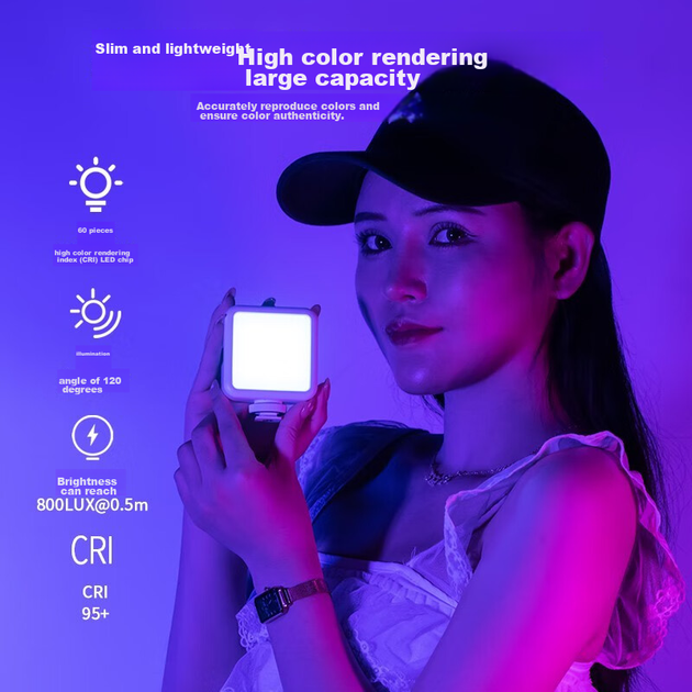 Ulanzi VL49RGB+MT-08 Белый комплект: магнитный полноцветный заполняющий свет, портативный светодиодный карманный светильник с двойной температурой для фотосъемки на беззеркальных камерах, смартфонах, портретной съемки в помещении и создания спецэффектов. - изображение 7