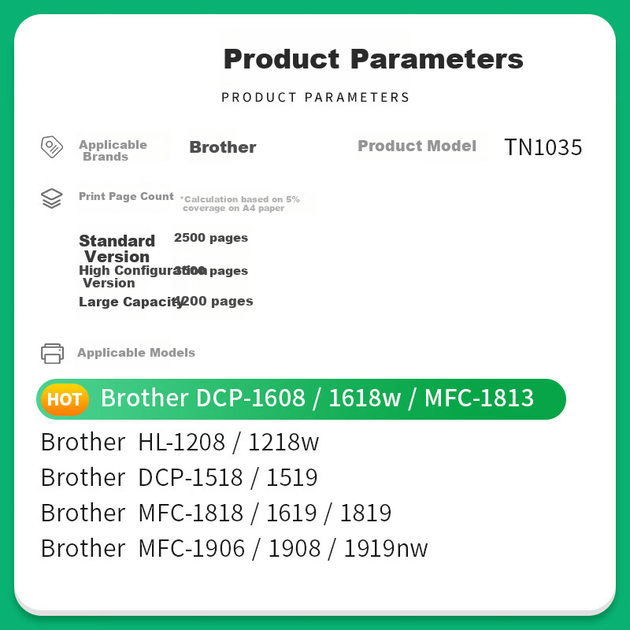 Картридж лазерный Caijin TN1035 для Brother DCP-1608/HL-1208/MFC-1919NW/1813 - Фото 4 Картридж лазерный Caijin TN1035 для Brother DCP-1608/HL-1208/MFC-1919NW/1813 - изображение 4