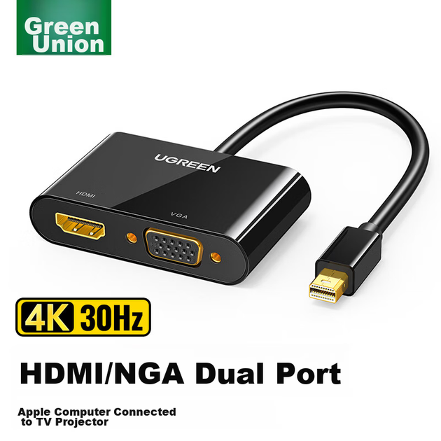 Кабель-конвертер UGREEN Mini DP на HDMI/VGA, адаптер док-станции 4K, совместим с Apple и Microsoft, для подключения к монитору и проектору, модель 10439 - Фото 9 Кабель-конвертер UGREEN Mini DP на HDMI/VGA, адаптер док-станции 4K, совместим с Apple и Microsoft, для подключения к монитору и проектору, модель 10439 - изображение 9