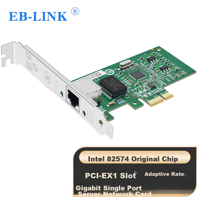Мережева карта EB-LINK Intel 82574 з одним портом та гігабітним чіпом PCIE для настільних серверів, дротова, 9301ct, підтримує мережевий адаптер Plug-and-Card - зображення 4