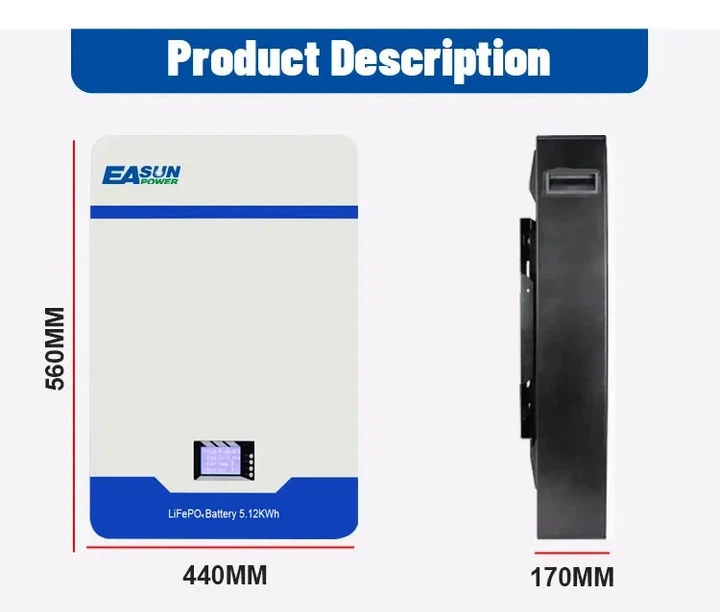 Акумулятор EASUN Powerwall 48v Lifepo4 51.2v, 6000+ циклів 485 CAN BMS - Фото 6 Акумулятор EASUN Powerwall 48v Lifepo4 51.2v, 6000+ циклів 485 CAN BMS - зображення 6