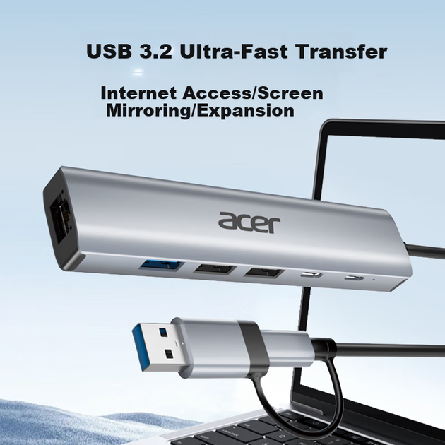 Адаптер Acer USB 3.2 и Type-C на гигабитный Ethernet с портом данных 10 Гбит/с, для ноутбука - изображение 5