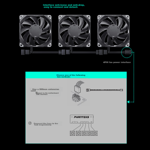 Вентиляторы PHANTEKS M25 140 мм с подшипником FDB и ШИМ-управлением, черные, 3 шт - изображение 10