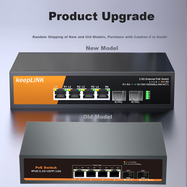 Коммутатор KeepLINK KP-9000 2.5G на 4 порта PoE с двумя гигабитными SFP, мощность 75 Вт, для видеонаблюдения - изображение 8