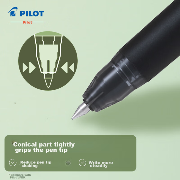 Стираемая гелевая ручка PILOT серии ZONE LFBKZ-2SEF, 0.5 мм, черная, с матовым корпусом под дерево, для подписи и офиса - изображение 6