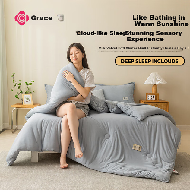Одеяло Grace 10A антибактериальное односпальное всесезонное, 150x200 см, 2 кг, серое - изображение 6