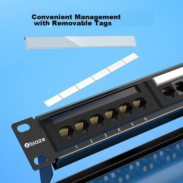 Патч-панель Biaze TT83 19" 1U 24 порта Cat 6 UTP с органайзером - изображение 6