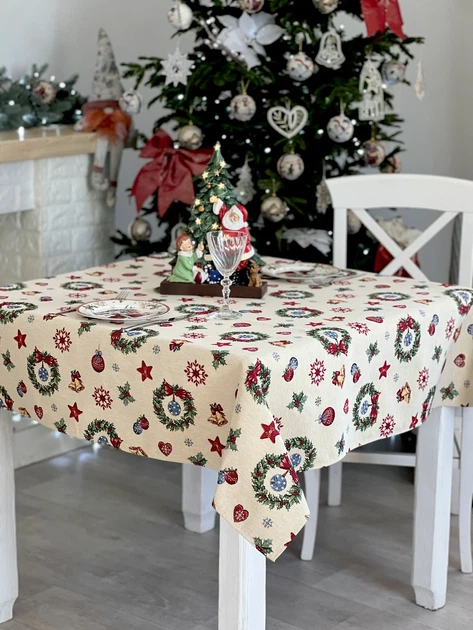 Скатерть гобеленовая MERRY 137х280 см Новогодняя Ассорти - Фото 4 Скатерть гобеленовая MERRY 137х280 см Новогодняя Ассорти - изображение 4