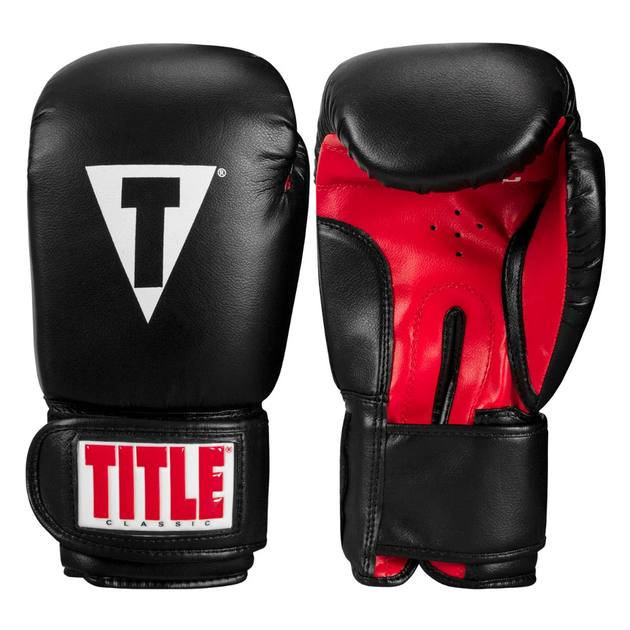 Боксерські рукавиці TITLE Classic Boxing Gloves Black/Red Regular - изображение 2