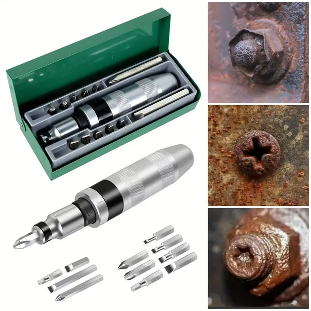 Универсальный набор ударных бит с ударно-поворотной отверткой Impact Screwdriver Set 12 бит в кейсе - Фото 5 Универсальный набор ударных бит с ударно-поворотной отверткой Impact Screwdriver Set 12 бит в кейсе - изображение 5