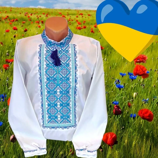 Вышиванка белая для подростка 164 "Козацький Дух" - Фото 1 Вышиванка белая для подростка 164 "Козацький Дух" - изображение 1