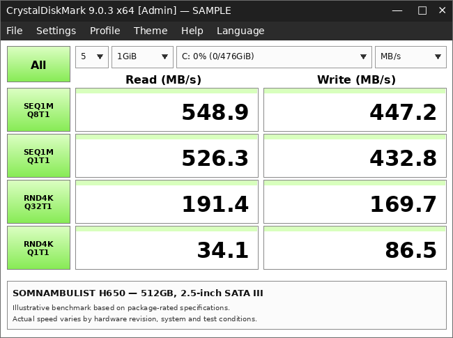 SSD накопитель SomnAmbulist H650 512GB 2.5″ SATA III 550/450 МБ/с новый для ноутбука и компьютера - изображение 3