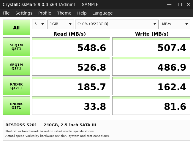 SSD накопитель Bestoss S201 240GB 2.5″ SATA III 550/540 МБ/с новый для ноутбука и компьютера - изображение 3