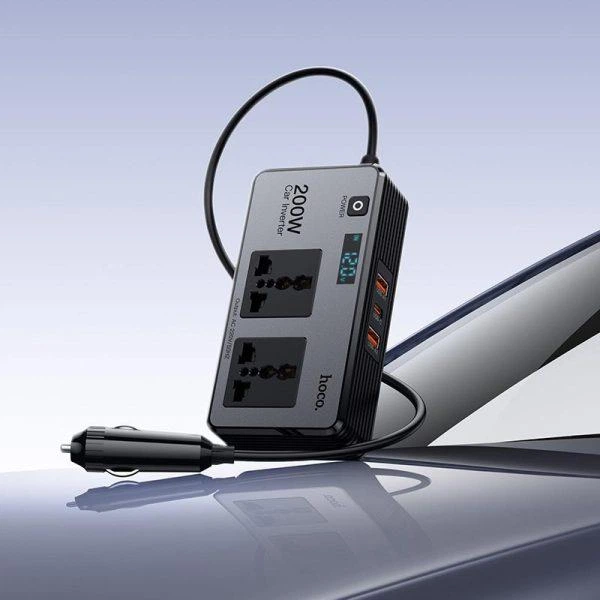 Автомобільний інвертор HOCO Z66 New 2-socket universal (AC200W-PD66W/1C2A) - зображення 3