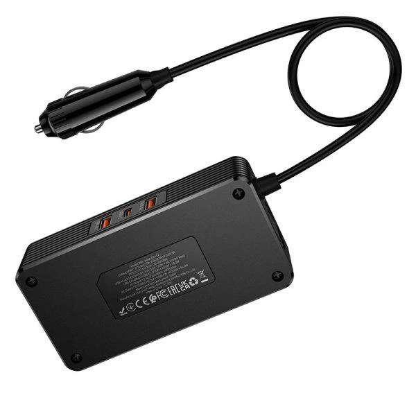 Автомобільний інвертор HOCO Z66 New 2-socket universal (AC200W-PD66W/1C2A) - зображення 4
