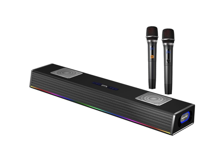Саундбар SOGOVGZ G-69 2.1 з LED-підсвіткою, Bluetooth 5.0, двома бездротовими мікрофонами, HDMI, оптичним входом, S/PDIF, AUX та USB для караоке й домашнього кінотеатру - зображення 7