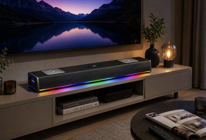 Саундбар SOGOVGZ G-69 2.1 з LED-підсвіткою, Bluetooth 5.0, двома бездротовими мікрофонами, HDMI, оптичним входом, S/PDIF, AUX та USB для караоке й домашнього кінотеатру - зображення 8