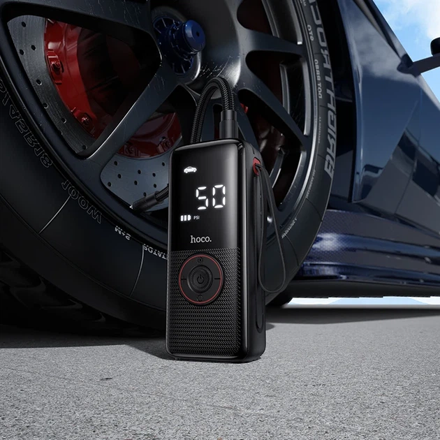 Автомобильный насос HOCO ZP18 портативный аккумуляторный 4000 mAh черный - изображение 8