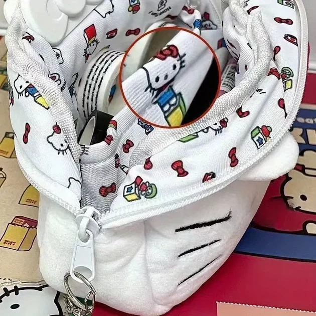 Мягкий пенал Hello Kitty пенал косметичка унисекс черный с мультяшным принтом полиэстер без наполнения на молнии - Фото 5 Мягкий пенал Hello Kitty пенал косметичка унисекс черный с мультяшным принтом полиэстер без наполнения на молнии - изображение 5