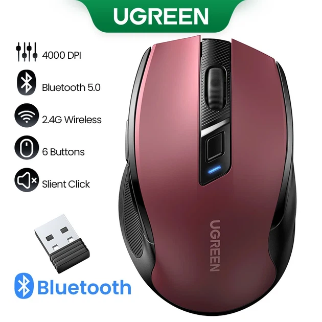 Мышь беспроводная UGREEN MU006 оптическая 4000 DPI пластиковая красная - изображение 3