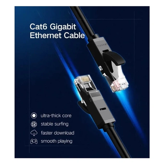Сетевой кабель Патч-корды UGREEN NW102 Cat 6 U/UTP 5м ПВХ Черный - изображение 3