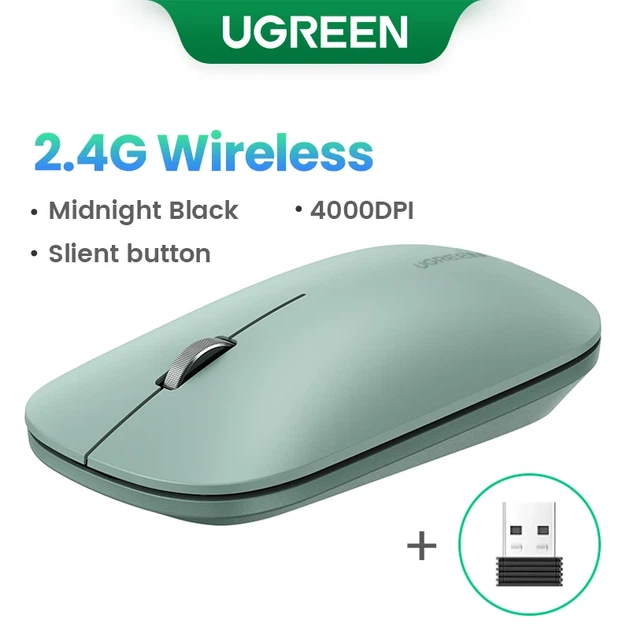 Мышь беспроводная UGREEN MU001 Bluetooth 4000 dpi пластиковая зелёная - Фото 3 Мышь беспроводная UGREEN MU001 Bluetooth 4000 dpi пластиковая зелёная - изображение 3