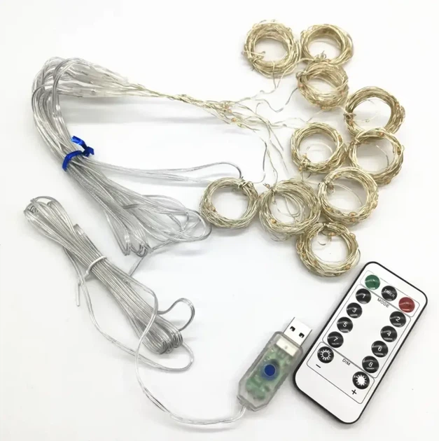 Гірлянда-штора світлодіодна 200 LED 3х2 м + Пульт + USB - Фото 4 Гірлянда-штора світлодіодна 200 LED 3х2 м + Пульт + USB - зображення 4