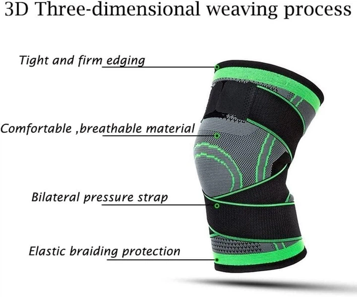 Наколінник Еластичний Бандаж на Колено Компресійний Knee Support WN-26 Чорно-зелений wellamart - изображение 4