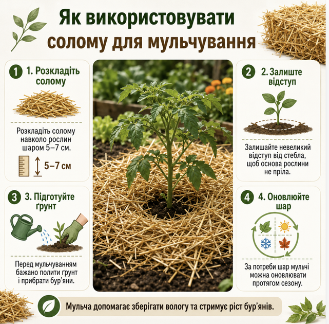 Солома для мульчирования 20 л для сада, огорода и теплицы - защита почвы от пересыхания и сорняков - изображение 4