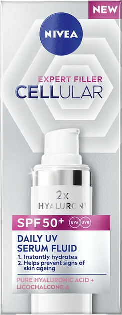 Serum z kwasem hialuronowym Nivea Cellular Expert Filler Daily UV Fluid SPF 50 + 30 ml (9005800388656) - obraz 3