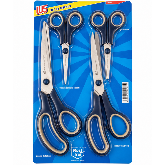 Комплект ножиць для W5 із м’якими ручками SC-16227 4 пари (JDT-0851592) - зображення 3