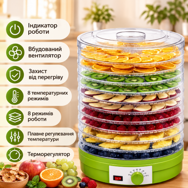 Сушилка большая XXL для овощей, фруктов и мяса на 12 секций - изображение 2