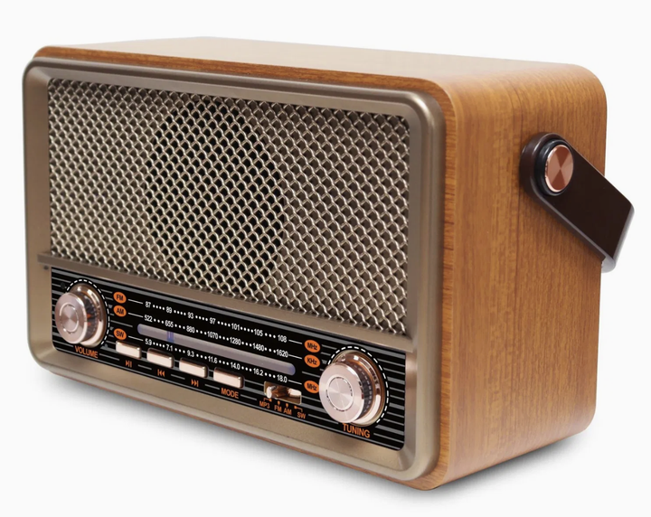 Радио на аккумуляторе - Bluetooth колонка с пультом управления Kemai Retro радиоприемник аккумуляторный (USB/TF/AUX) Коричневый - Фото 7 Радио на аккумуляторе - Bluetooth колонка с пультом управления Kemai Retro радиоприемник аккумуляторный (USB/TF/AUX) Коричневый - изображение 7