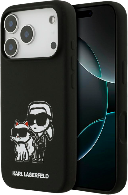 Etui Karl Lagerfeld Liquid Silicone K&CH Sketch MagSafe do Apple iPhone 17 Pro Black (3666339497798) - Zdjęcie 1 Etui Karl Lagerfeld Liquid Silicone K&CH Sketch MagSafe do Apple iPhone 17 Pro Black (3666339497798) - obraz 1
