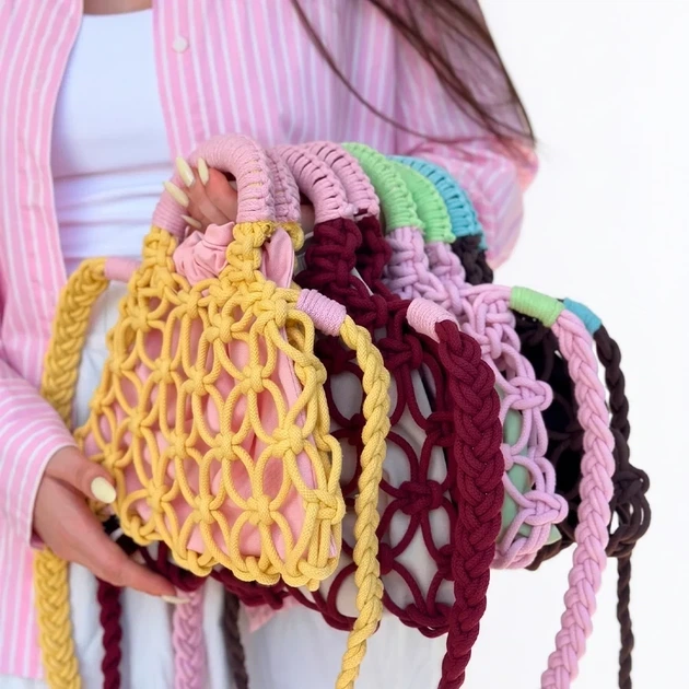 Набор макраме Punch Сумка Клубничный Милкшейк - изображение 5