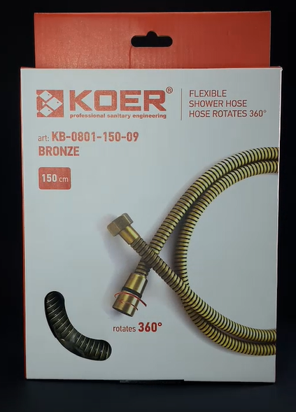 Шланг для душа Koer KB-0801-150-09 BRONZE (обплетение нержавеющая сталь 150 см) (Цвет бронзовый) (KR4805) - изображение 2