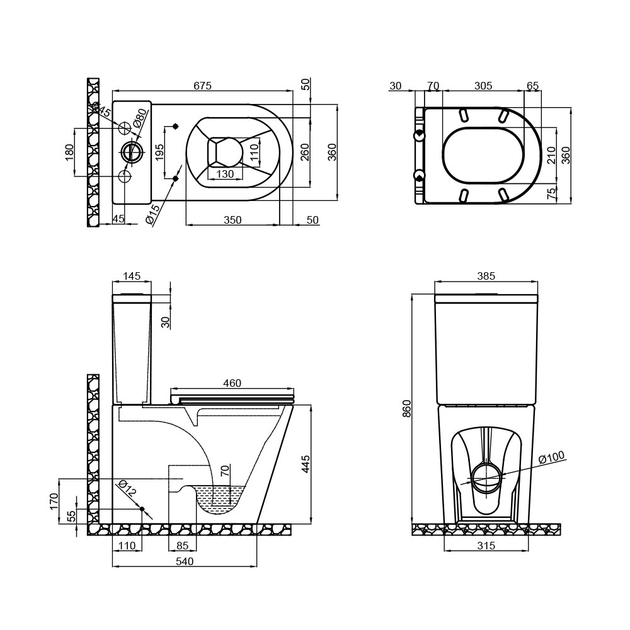 Унітаз-компакт 670х390х880mm система змиву RIMLESS - изображение 2