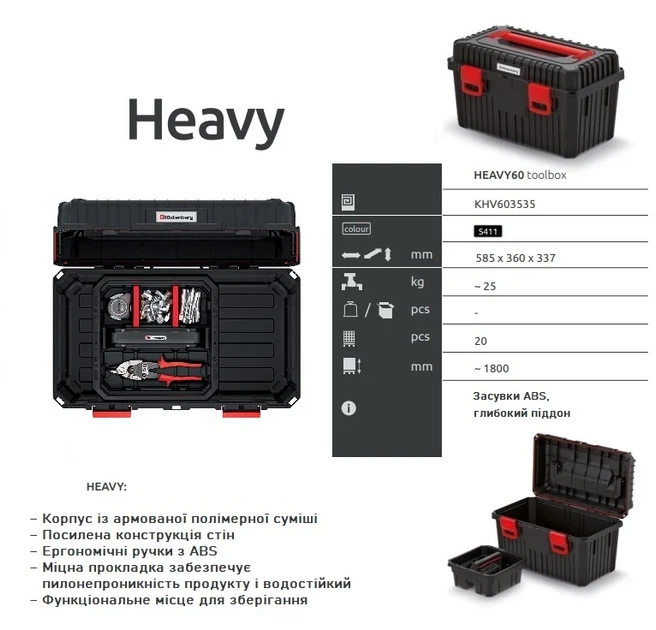 Ящик для инструментов Kistenberg HEAVY 60 585x360x337 мм полимерный черный - изображение 4