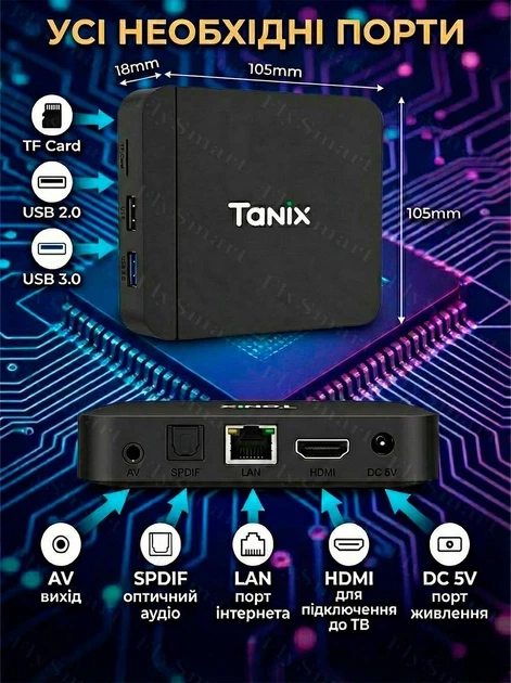 Налаштована Смарт ТВ приставка Tanix W2 4/32 GB Android Amlogic S905W2 | 4K HDR медіаплеєр з AV1 на андроїд | Smart TV Box | ТВ Бокс з WiFi 2.4 та 5ГГц, Bluetooth + YouTV | YouTube без реклами | Фільми та Серіали - зображення 3