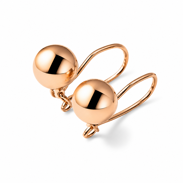 Серьги-шарики из красного золота S-0418 - изображение 5
