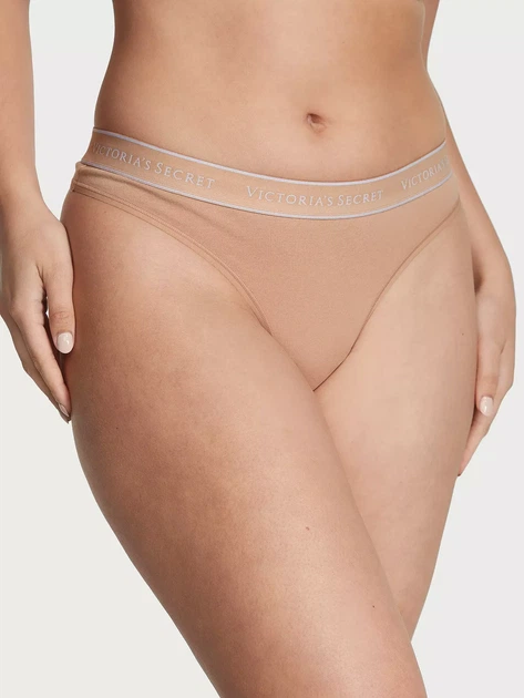 Трусики стринги Logo Cotton Thong Victoria's Secret бежевый S - Фото 1 Трусики стринги Logo Cotton Thong Victoria's Secret бежевый S - изображение 1