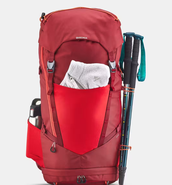 Детский Туристический (Походный) Рюкзак QUECHUA MH500 40л + 10л 64 х 26 х 30см Красный Совместимые с Питьевой Системой - изображение 3