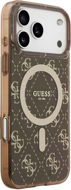 Панель Guess IML Peony 4G Background MagSafe для Apple iPhone 17 Pro Brown (3666339490829) - зображення 4