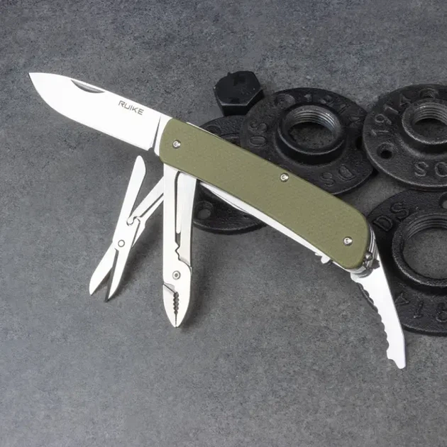 Багатофункціональний ніж Ruike Criterion L42, (8.5 см) 12C27 / G10 зелений, 19 інстр. - изображение 5