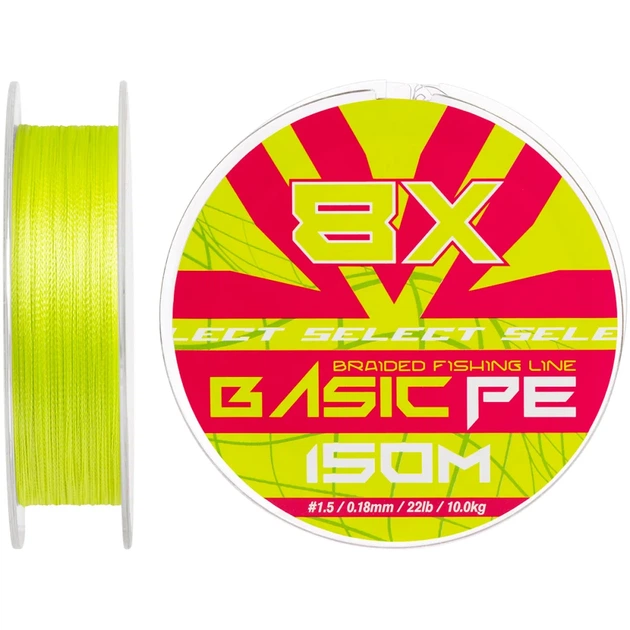Шнур Select Basic PE 8X Light Green 150m #1.5/0.18mm 22lb/10kg - Фото 1 Шнур Select Basic PE 8X Light Green 150m #1.5/0.18mm 22lb/10kg - изображение 1
