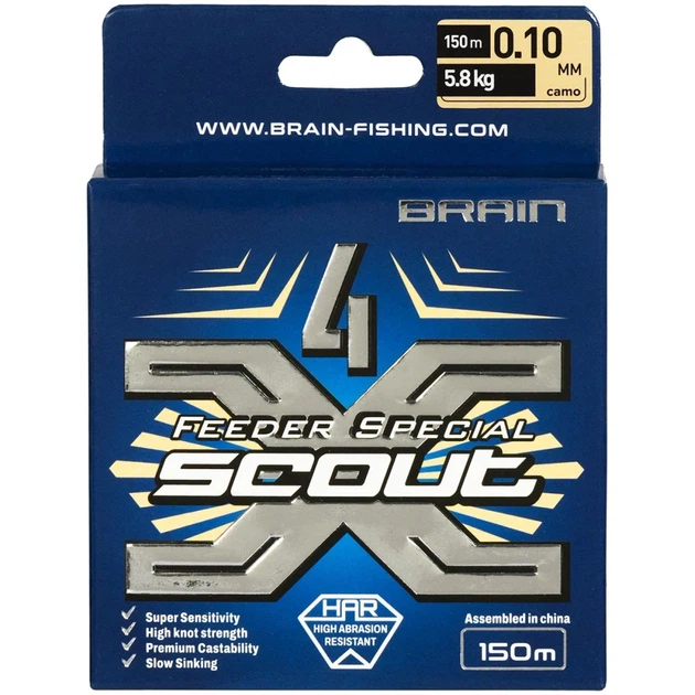 Шнур Brain Scout 4X 150m (camo) 0.100mm 5.8kg - зображення 2